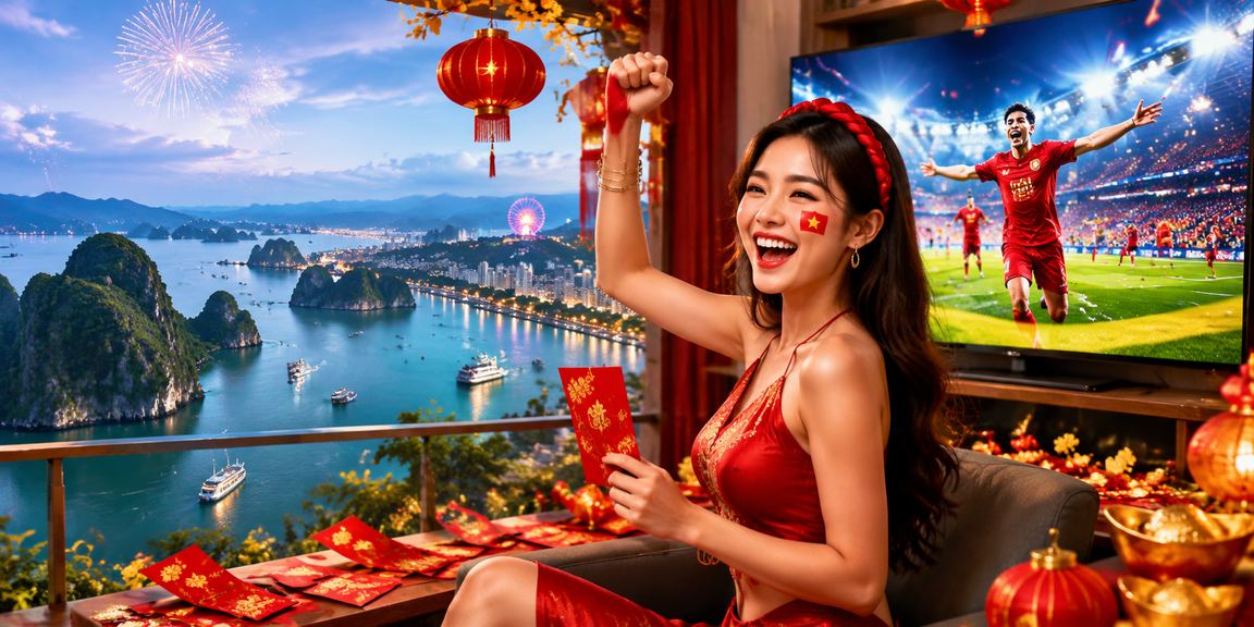 Hình ảnh đèn lồng và phong bao đỏ tại Vịnh Hạ Long gợi nhắc mùa lễ và khuyến mãi